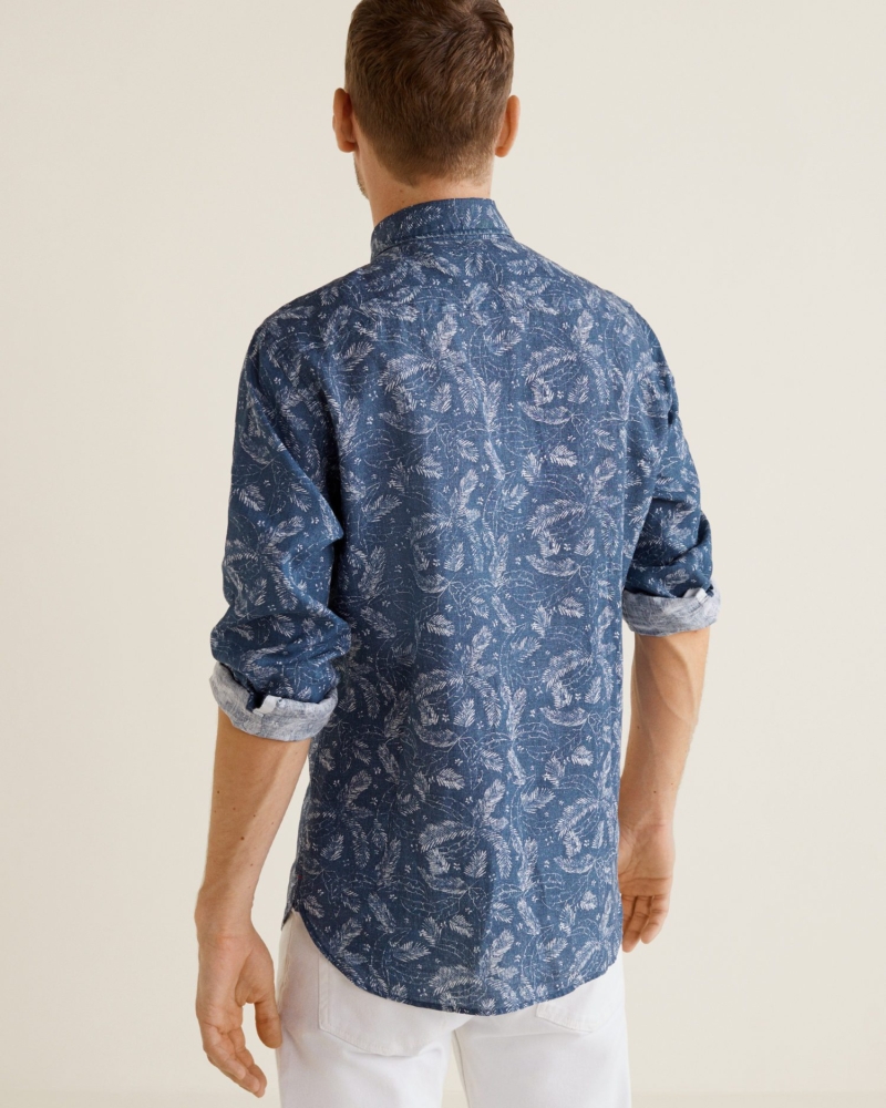 Slim-fit leaf-print linen shirt – Image 2