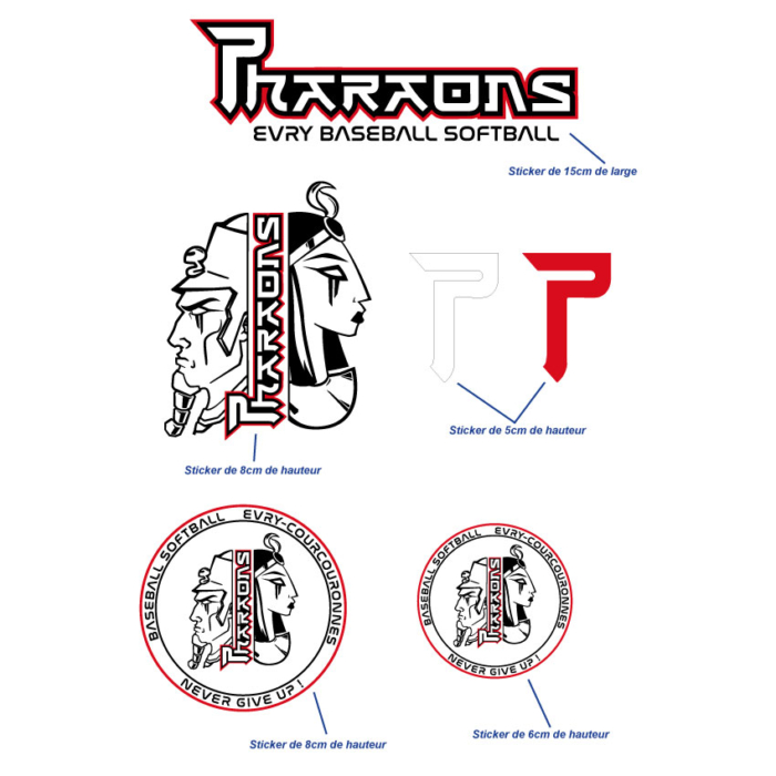 6 stickers du club Pharaons de différentes dimensions